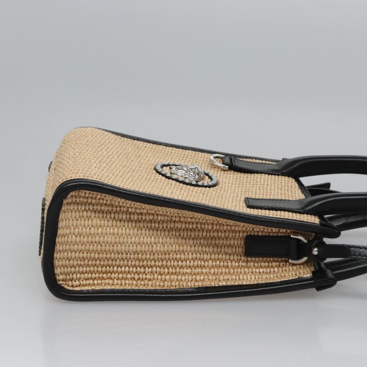 VERSACE Hand Bag Raffia 2way Beige Auth EC393A