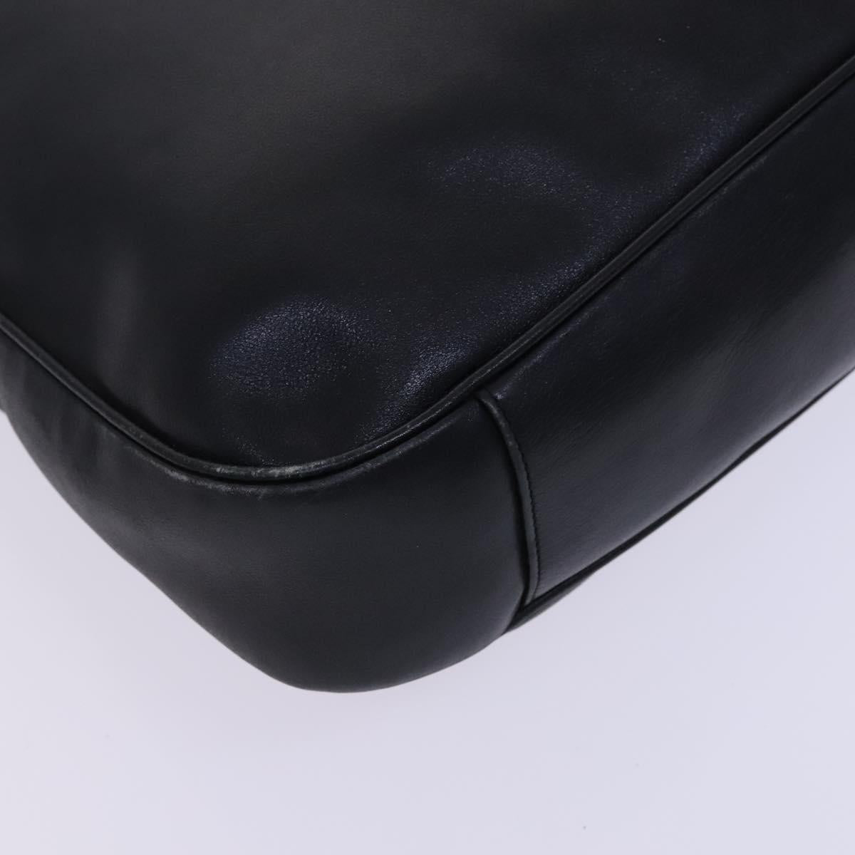GUCCI Bamboo Hand Bag Leather 2way Black Gold 001 1577 Auth EC403