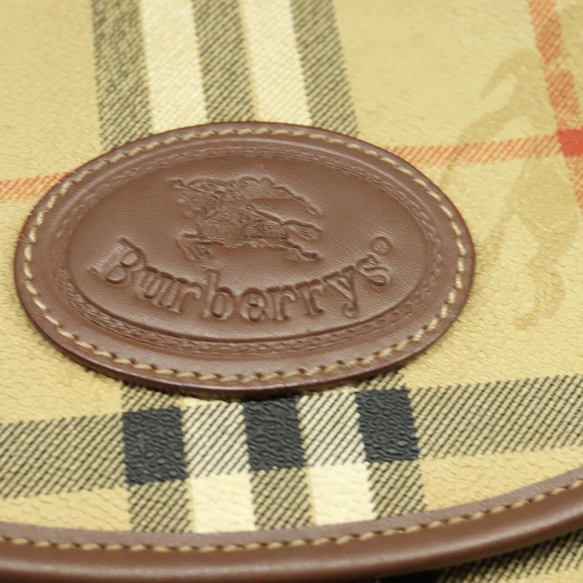 Burberrys Nova Check Shoulder Bag PVC Leather Beige Auth EC421