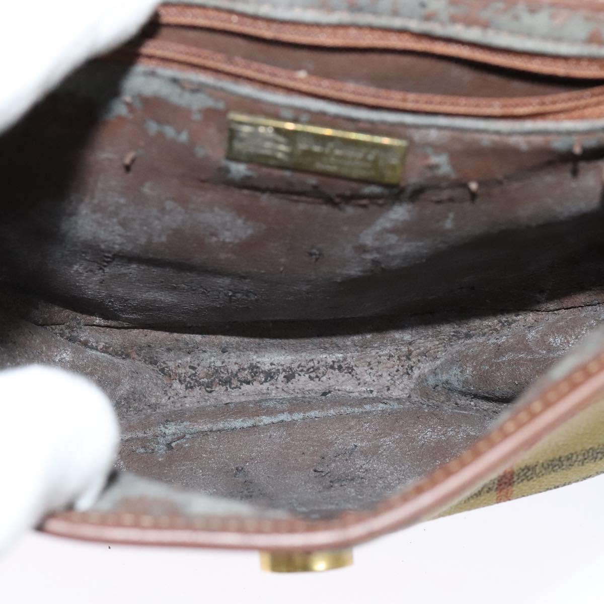 Burberrys Nova Check Shoulder Bag PVC Leather Beige Auth EC421