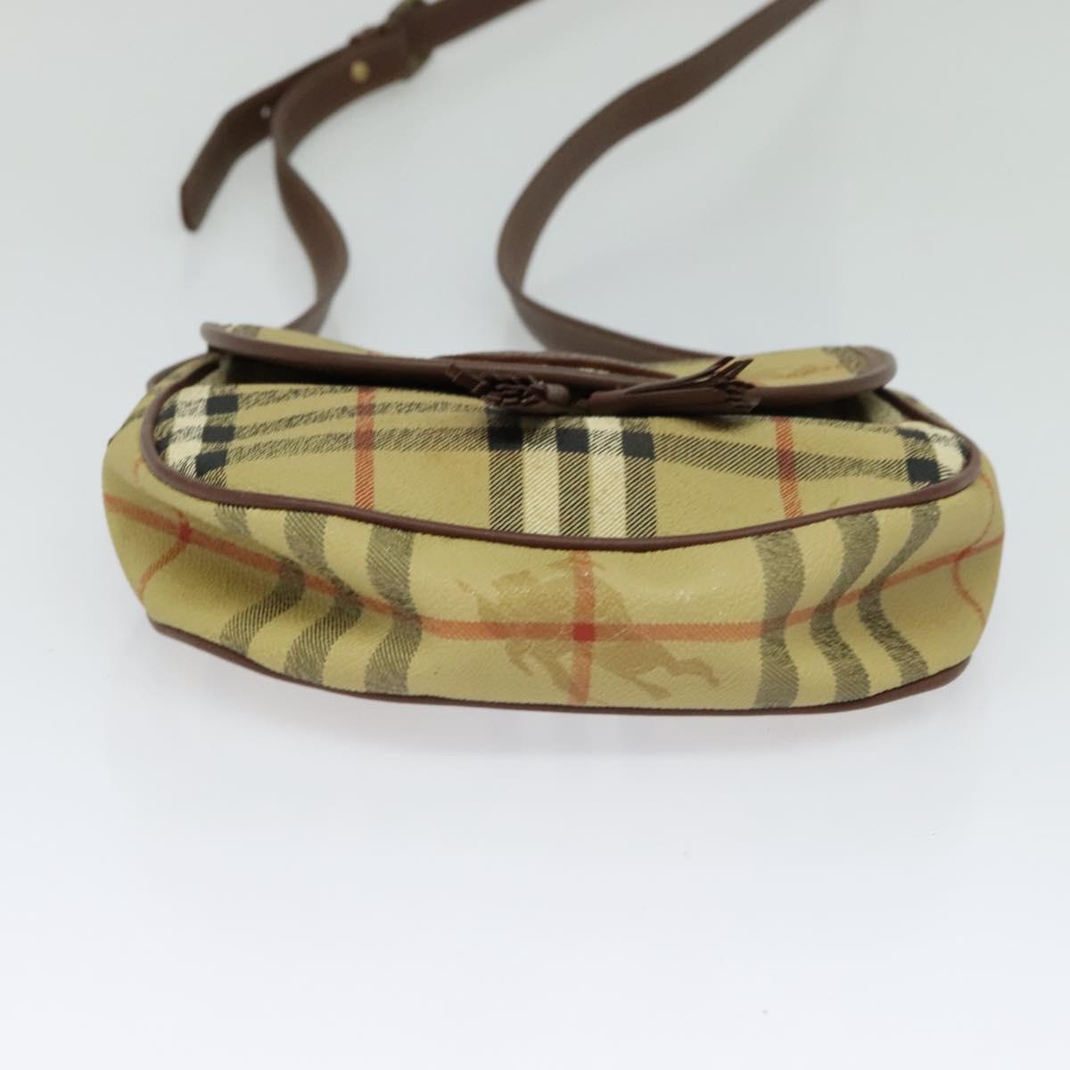 Burberrys Nova Check Shoulder Bag PVC Leather Beige Auth EC421