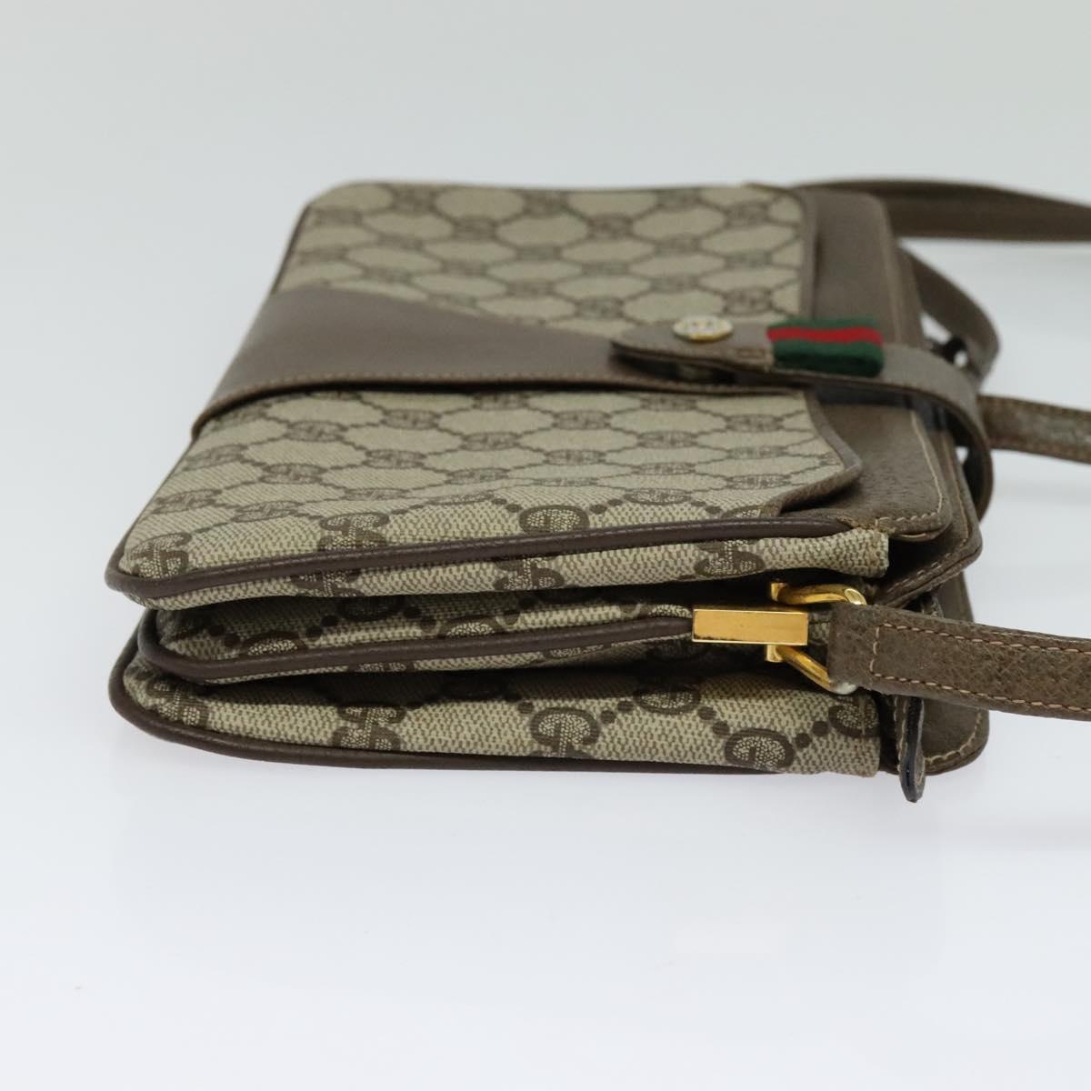 GUCCI GG Supreme Web Sherry Line Shoulder Bag PVC Beige 904 02 029 Auth EC437