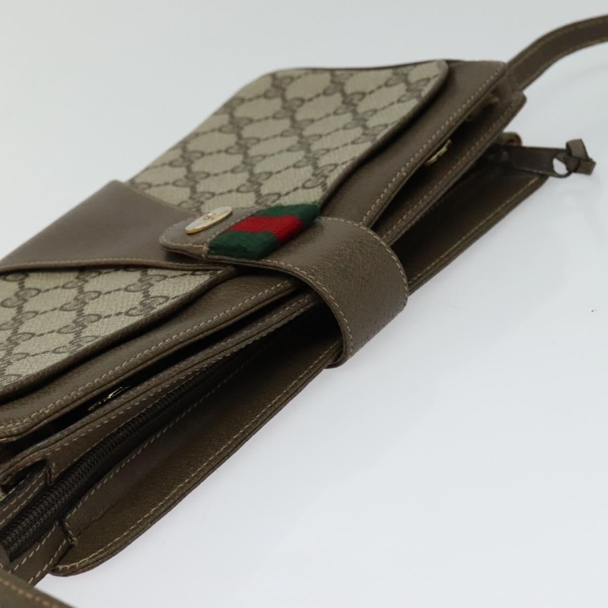 GUCCI GG Supreme Web Sherry Line Shoulder Bag PVC Beige 904 02 029 Auth EC437