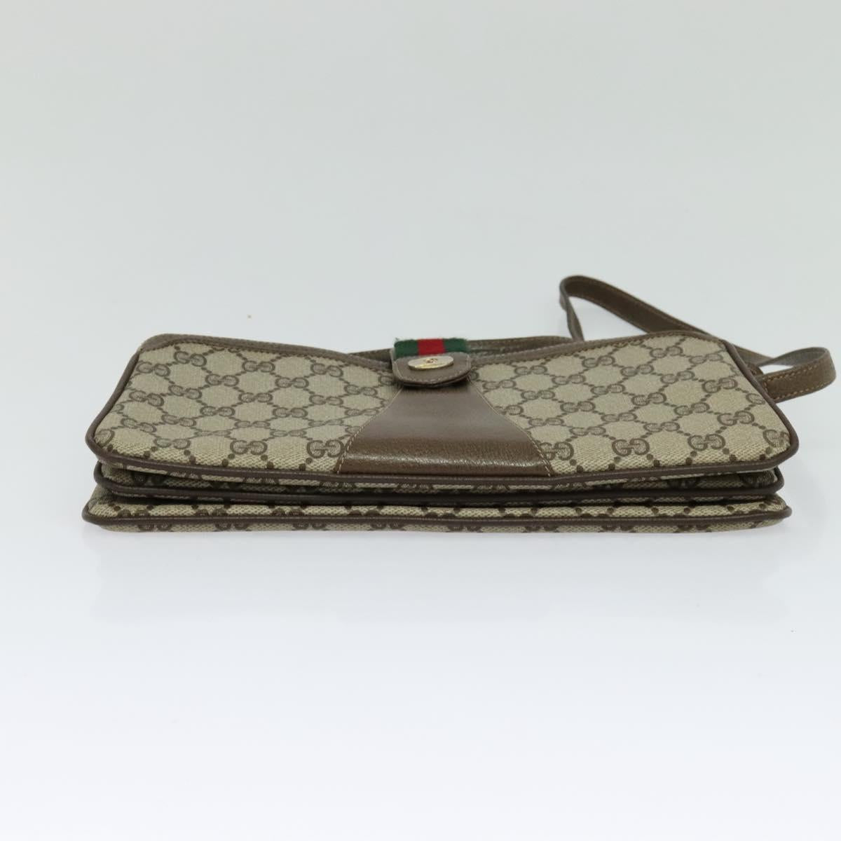 GUCCI GG Supreme Web Sherry Line Shoulder Bag PVC Beige 904 02 029 Auth EC437