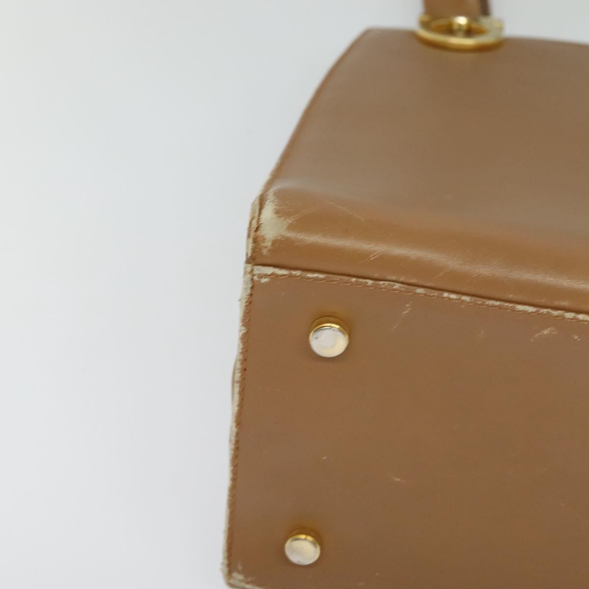 Salvatore Ferragamo Gancini Shoulder Bag Leather Beige Gold Auth EC442