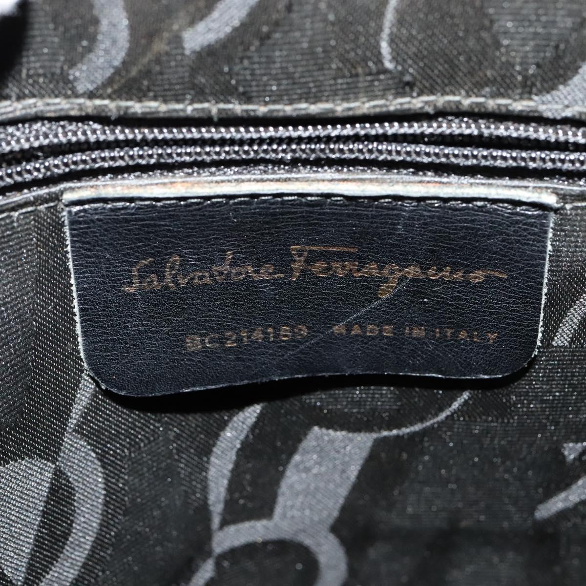 Salvatore Ferragamo Gancini Shoulder Bag Leather Beige Gold Auth EC442