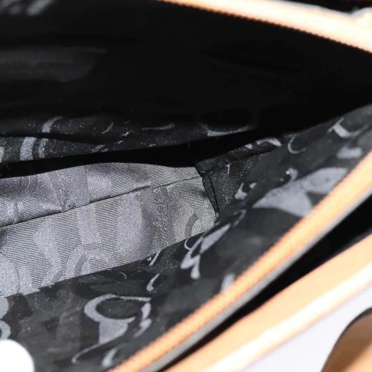 Salvatore Ferragamo Gancini Shoulder Bag Leather Beige Gold Auth EC442