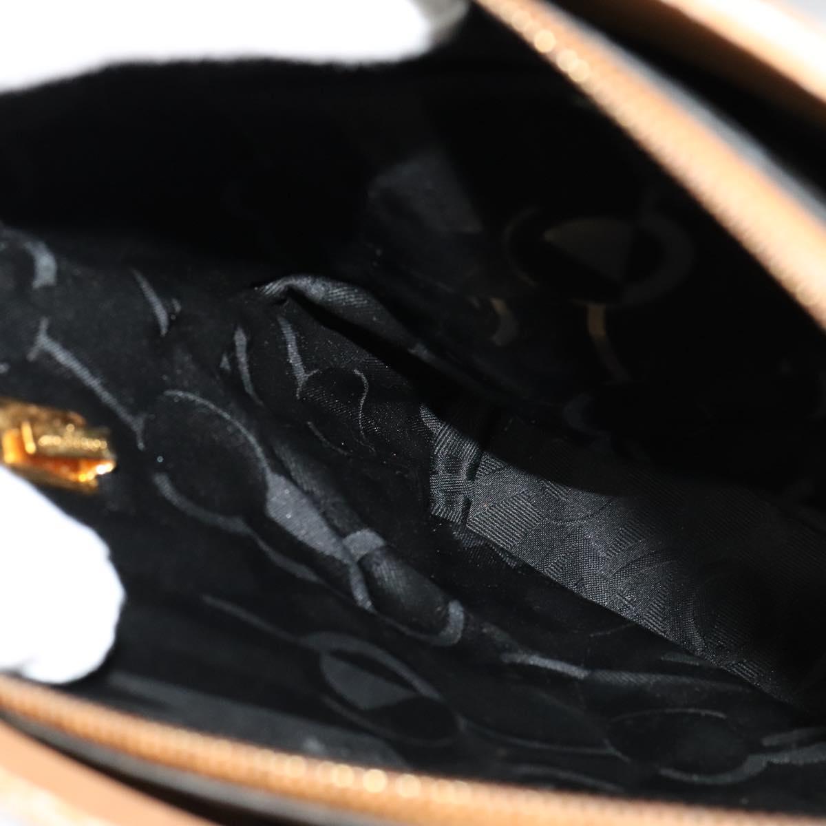 Salvatore Ferragamo Gancini Shoulder Bag Leather Beige Gold Auth EC442