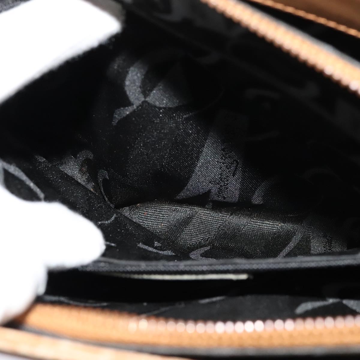 Salvatore Ferragamo Gancini Shoulder Bag Leather Beige Gold Auth EC442