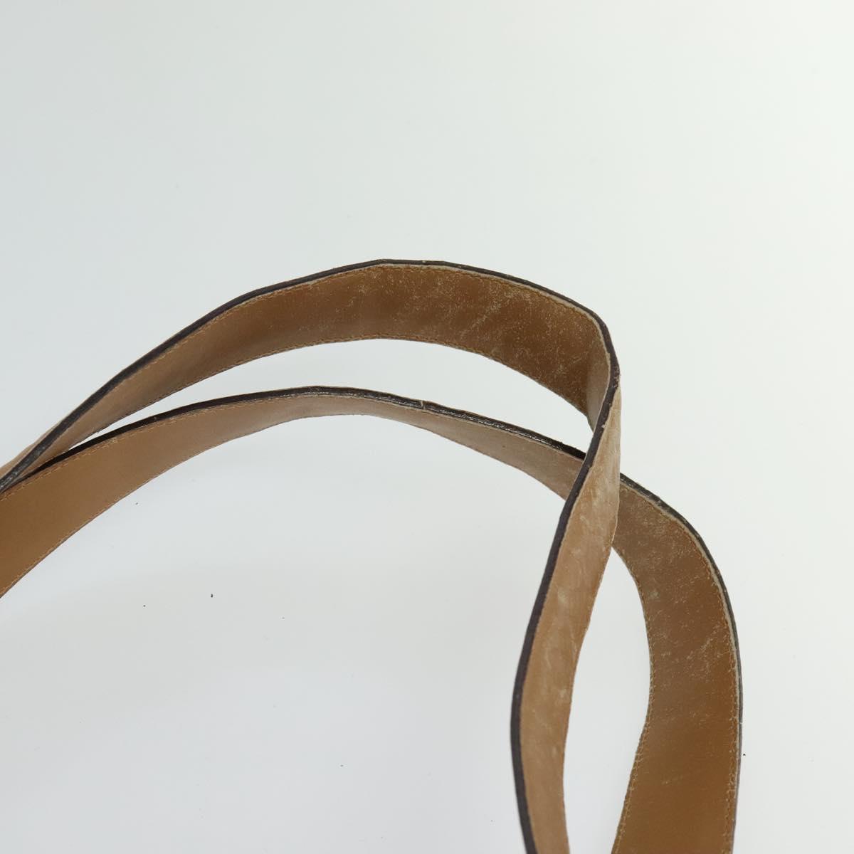 Salvatore Ferragamo Gancini Shoulder Bag Leather Beige Gold Auth EC442