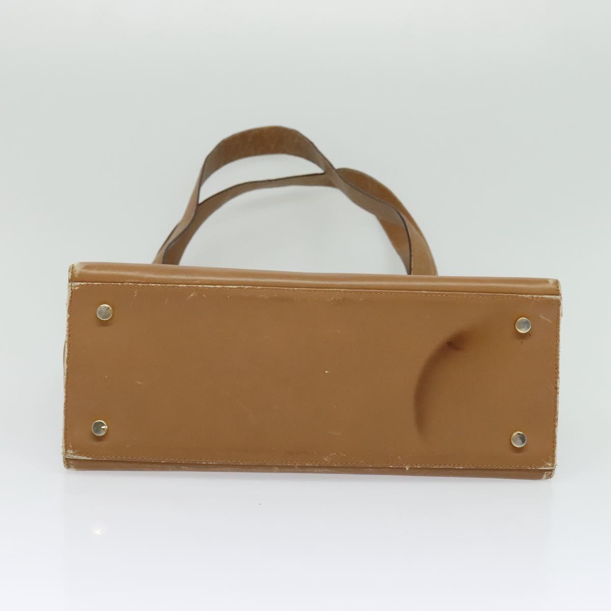 Salvatore Ferragamo Gancini Shoulder Bag Leather Beige Gold Auth EC442