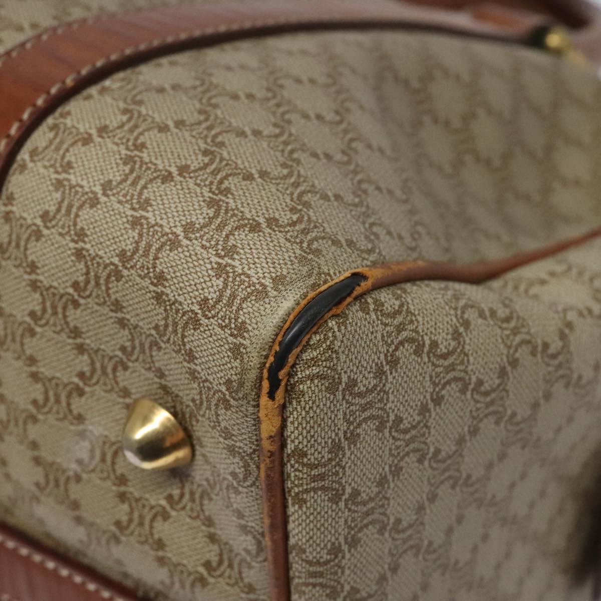 CELINE Macadam Canvas Boston Bag Beige Auth EC452