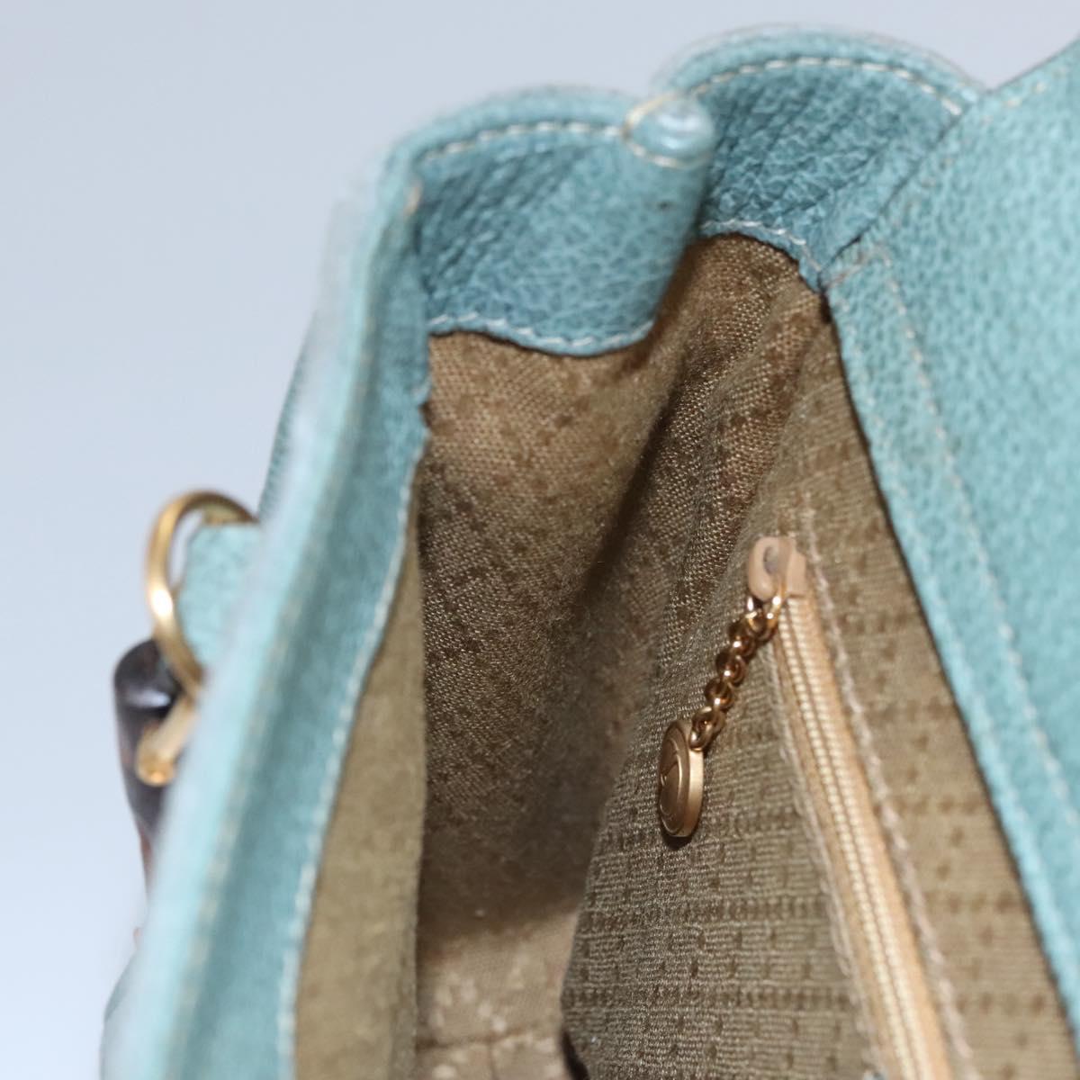 GUCCI Bamboo Hand Bag Suede Leather Gray Gold 000 123 0316 Auth EC460