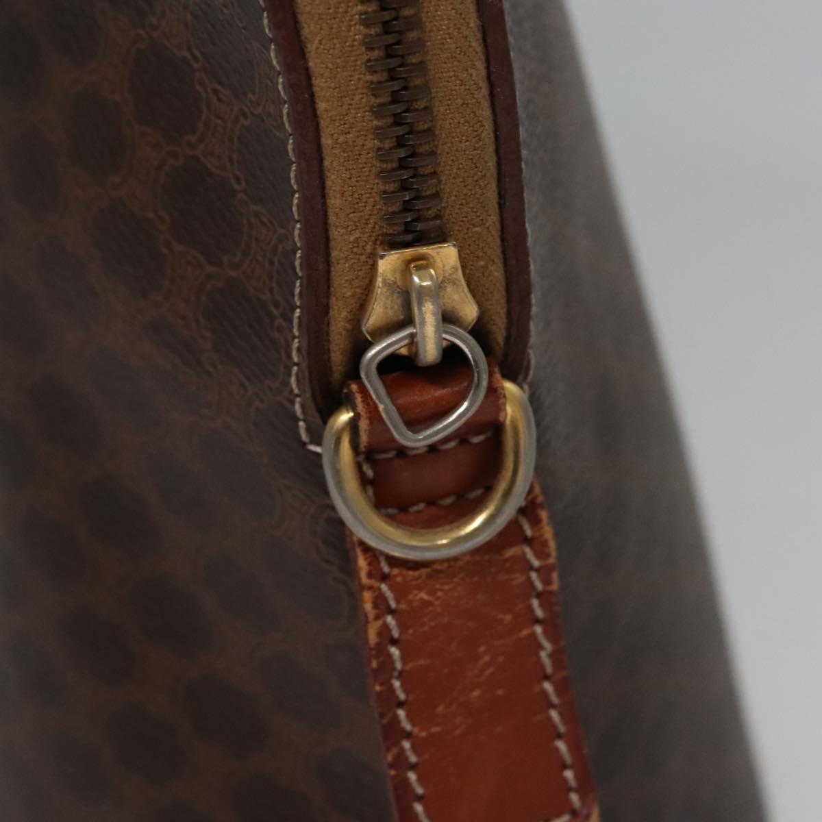 CELINE Macadam Canvas Hand Bag PVC Leather 2way Gold Brown Auth EC471