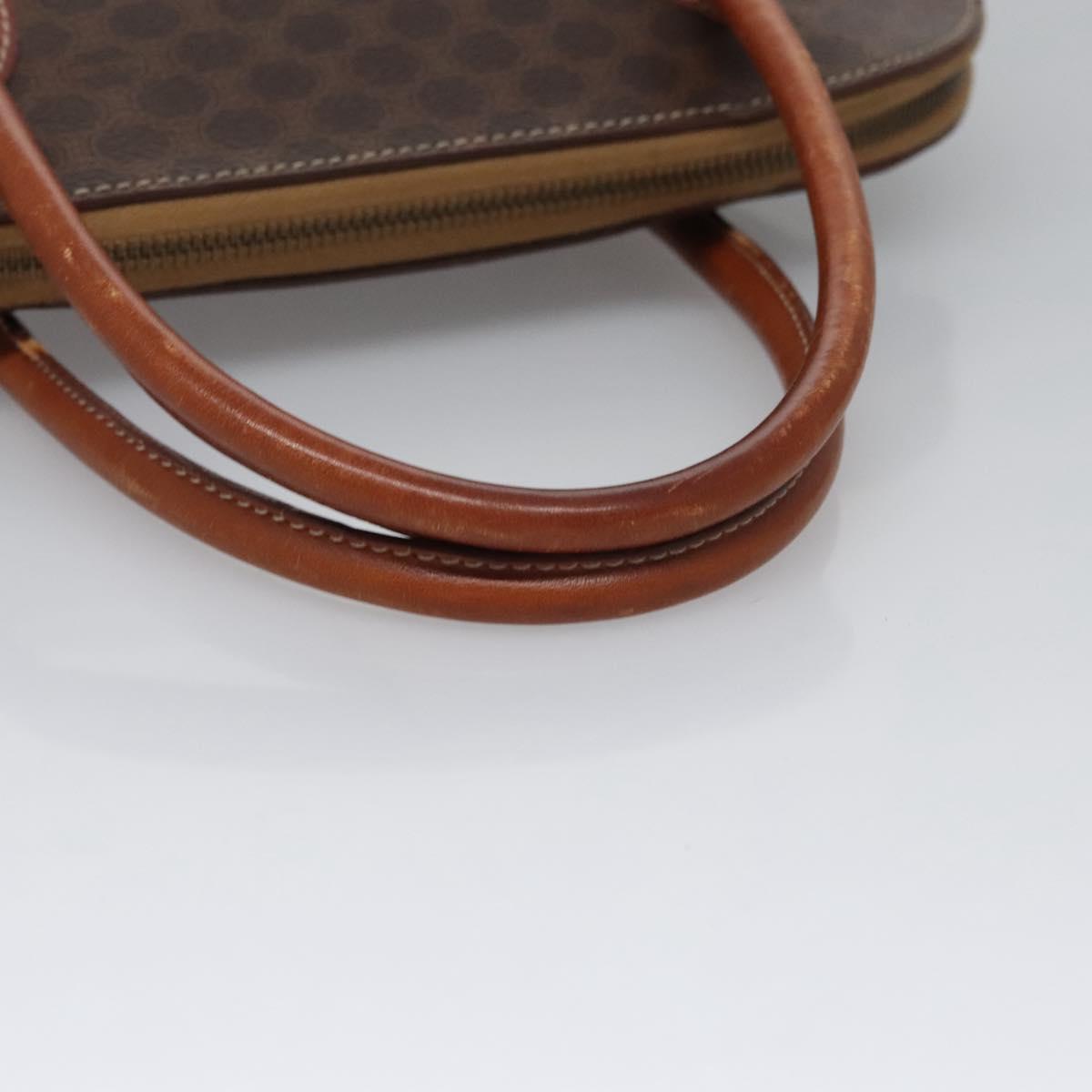 CELINE Macadam Canvas Hand Bag PVC Leather 2way Gold Brown Auth EC471