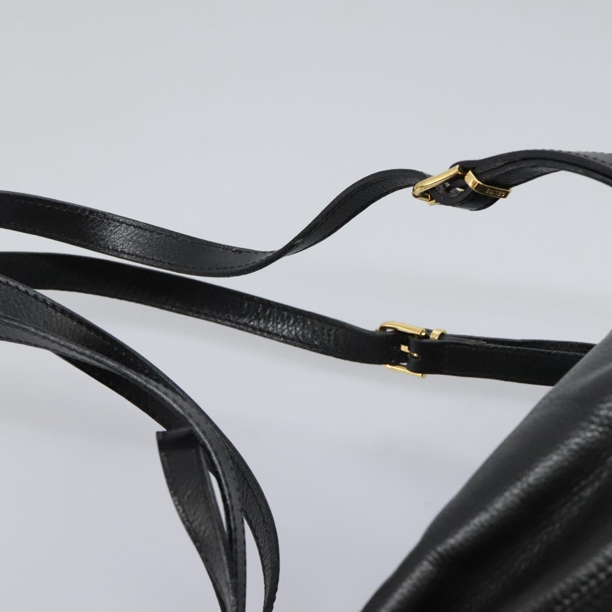 CELINE Backpack Leather Black Gold Auth EC484