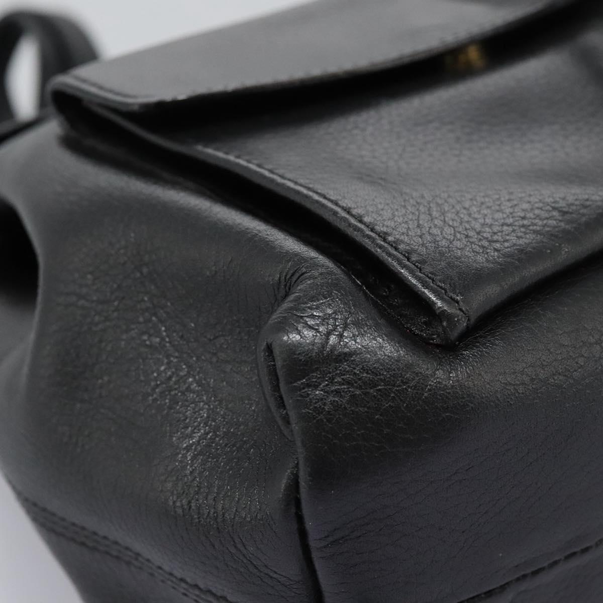 CELINE Backpack Leather Black Gold Auth EC484