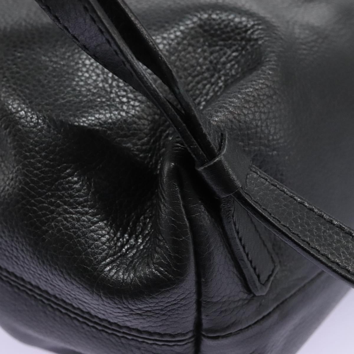 CELINE Backpack Leather Black Gold Auth EC484