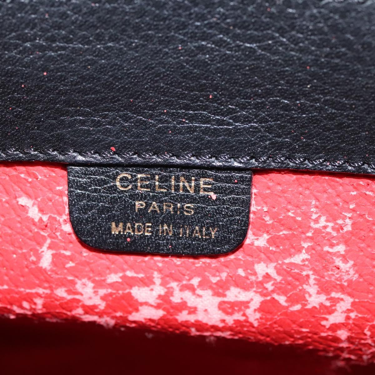 CELINE Backpack Leather Black Gold Auth EC484
