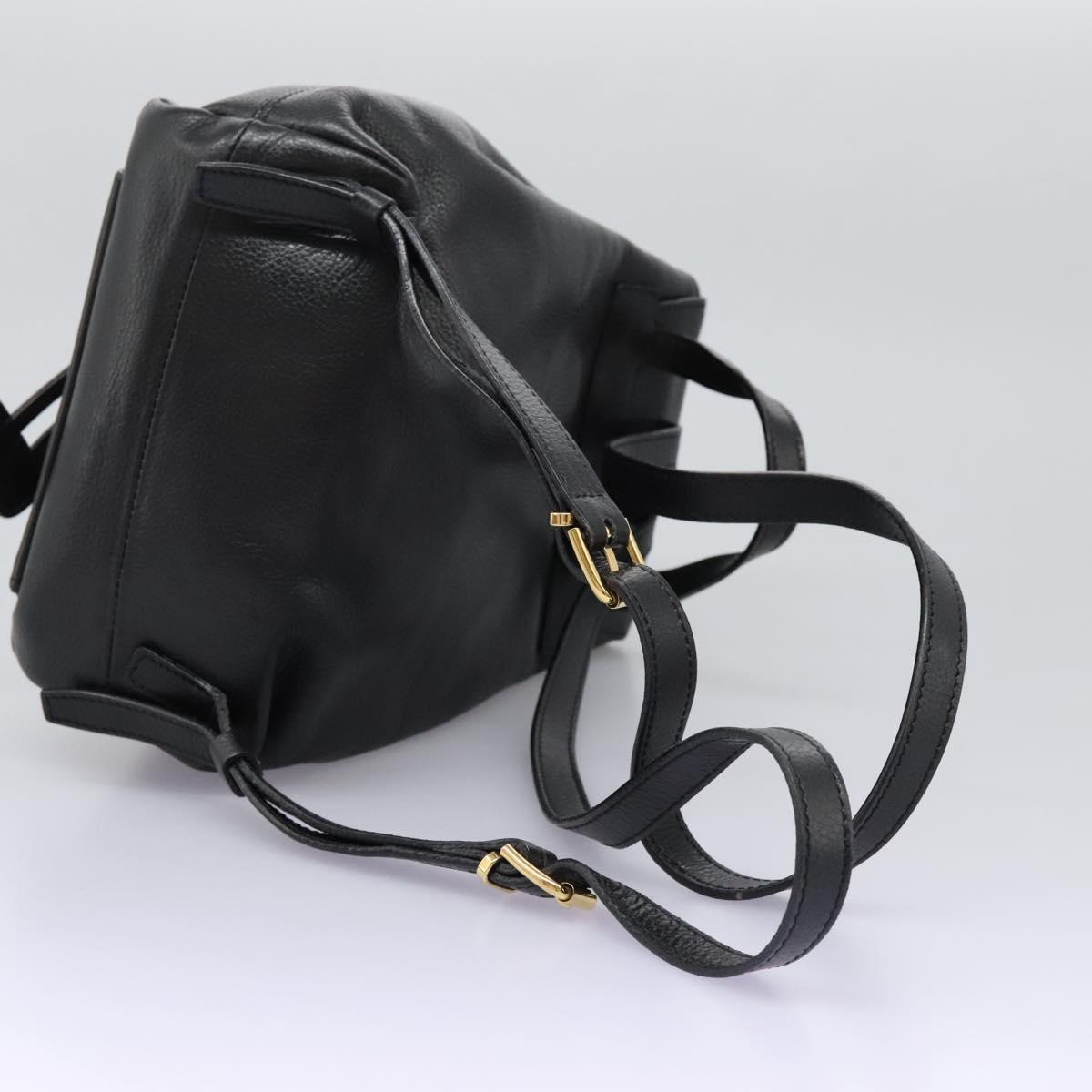 CELINE Backpack Leather Black Gold Auth EC484