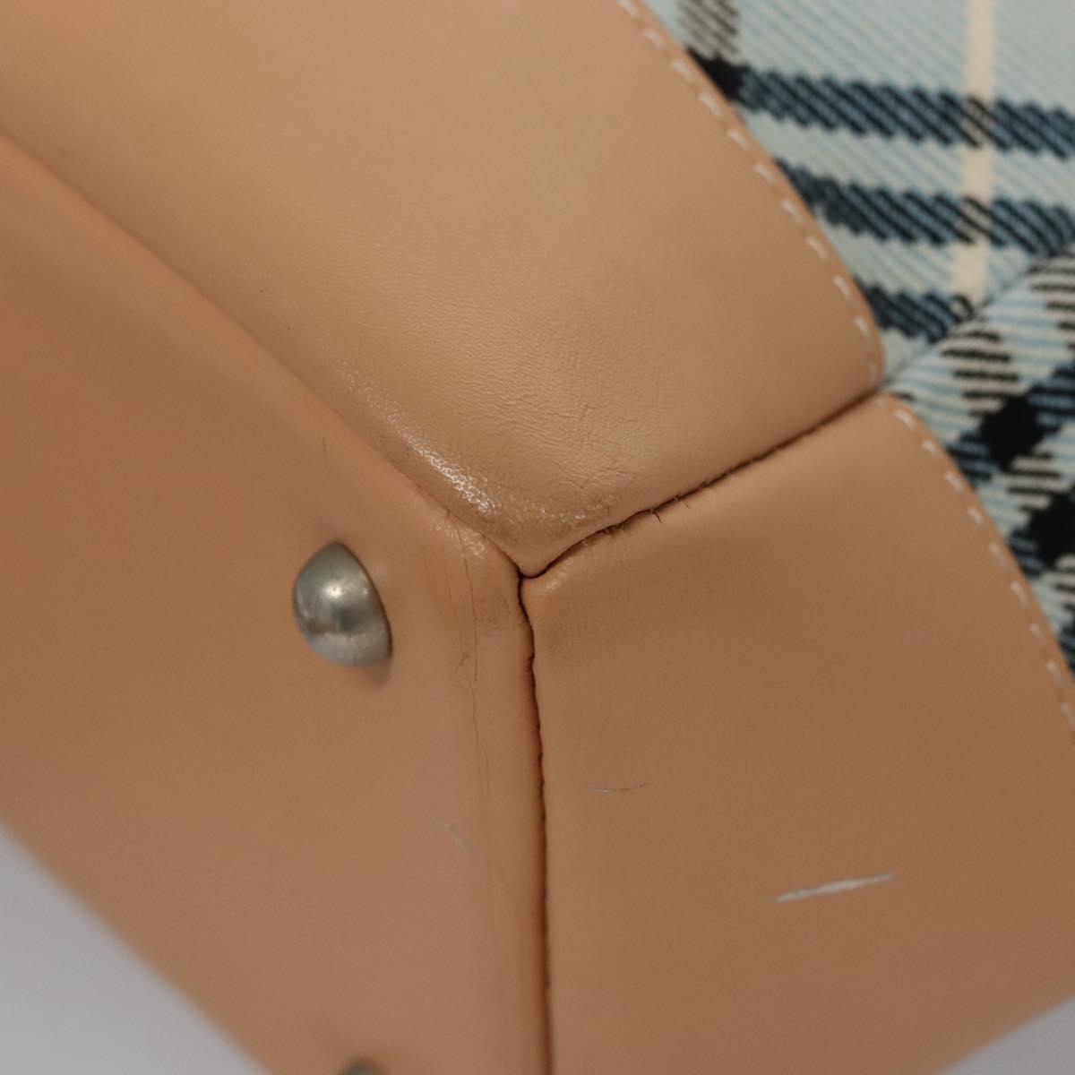 BURBERRY Nova Check Blue Label Hand Bag Canvas Blue Auth EC489