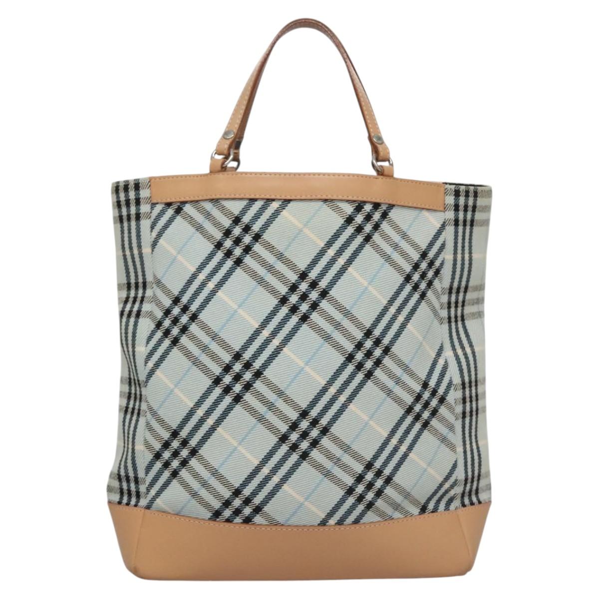 BURBERRY Nova Check Blue Label Hand Bag Canvas Blue Auth EC489