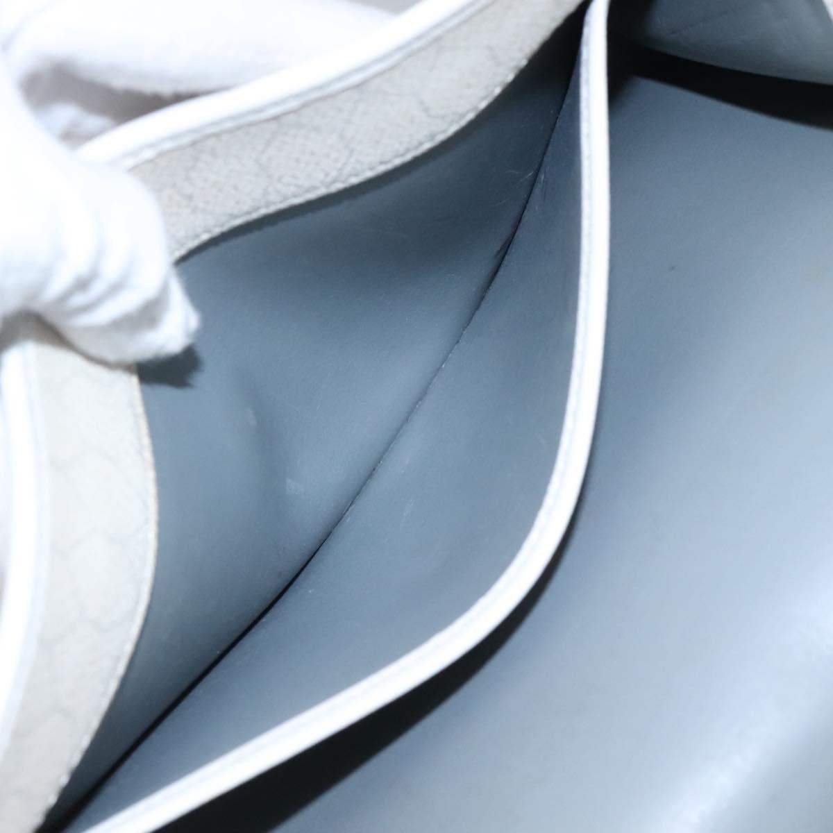 Christian Dior Honeycomb Canvas Chain Shoulder Bag PVC Leather White Auth EC494