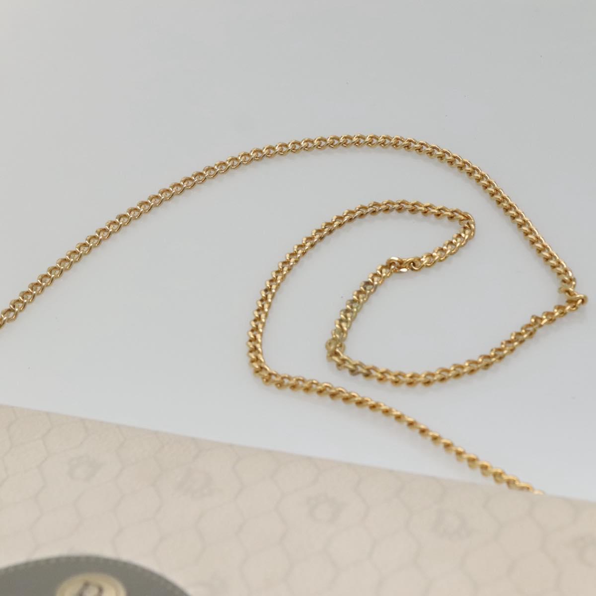 Christian Dior Honeycomb Canvas Chain Shoulder Bag PVC Leather White Auth EC494