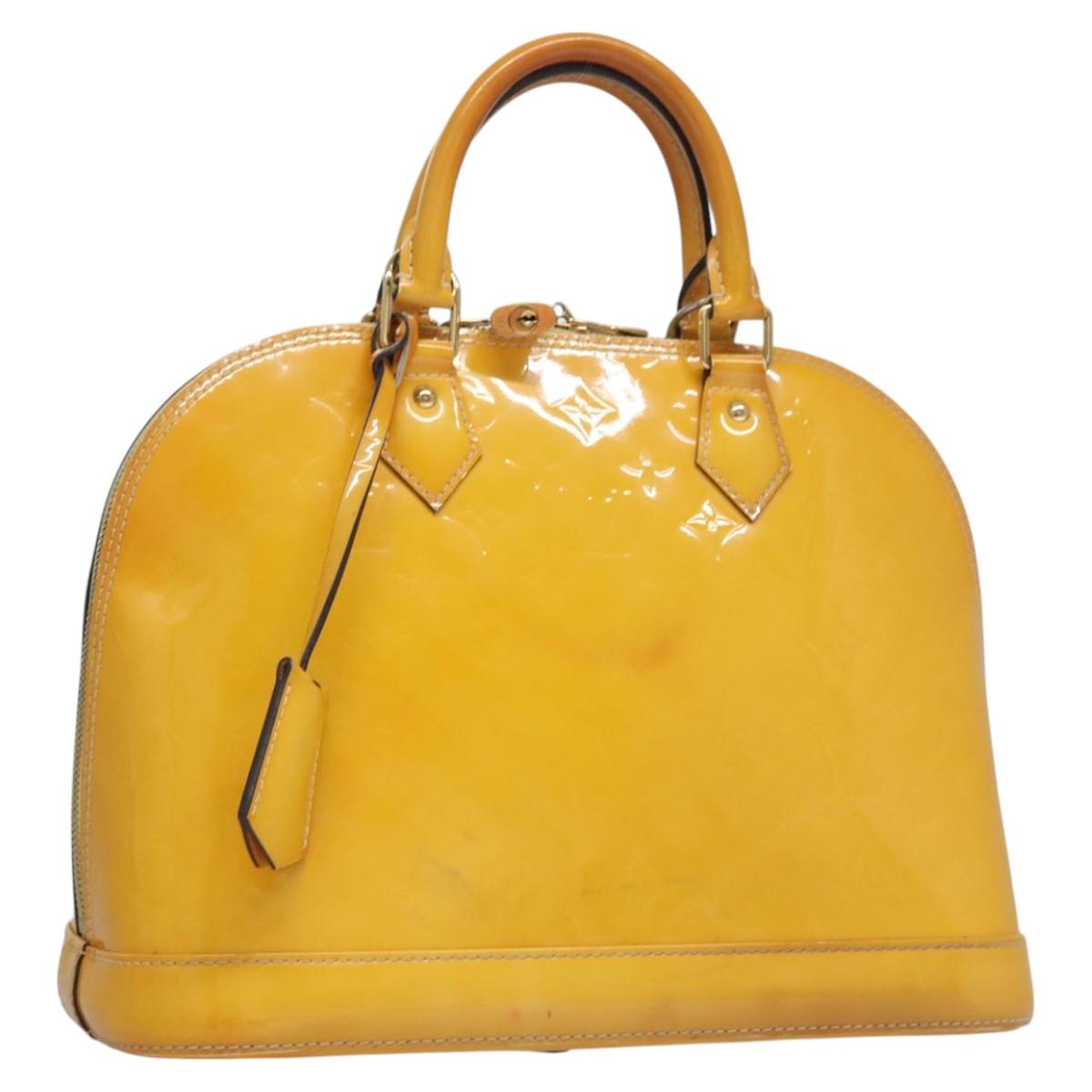 LOUIS VUITTON Monogram Vernis Alma PM Hand Bag Citrin M90101 LV Auth EC497