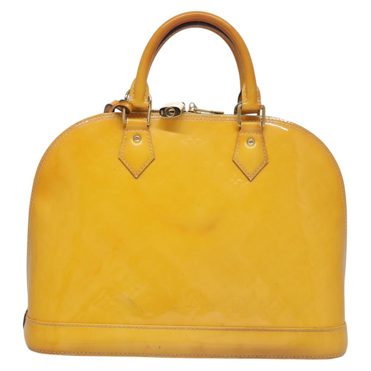 LOUIS VUITTON Monogram Vernis Alma PM Hand Bag Citrin M90101 LV Auth EC497