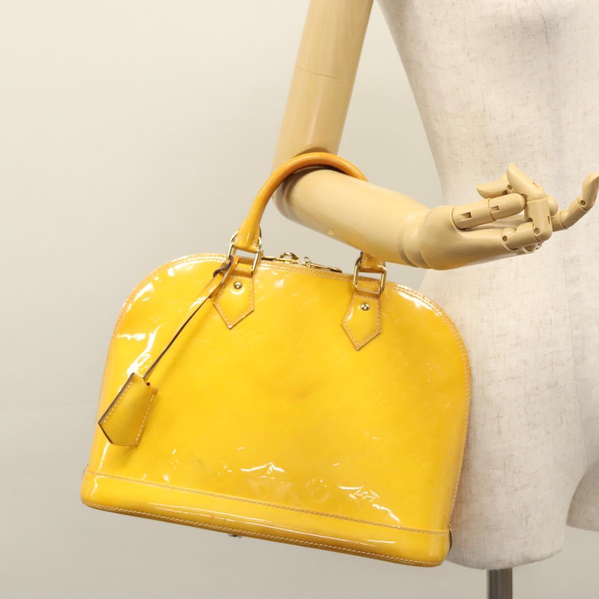LOUIS VUITTON Monogram Vernis Alma PM Hand Bag Citrin M90101 LV Auth EC497