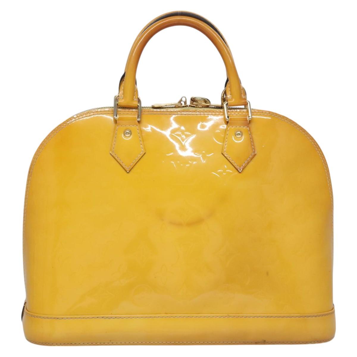 LOUIS VUITTON Monogram Vernis Alma PM Hand Bag Citrin M90101 LV Auth EC497