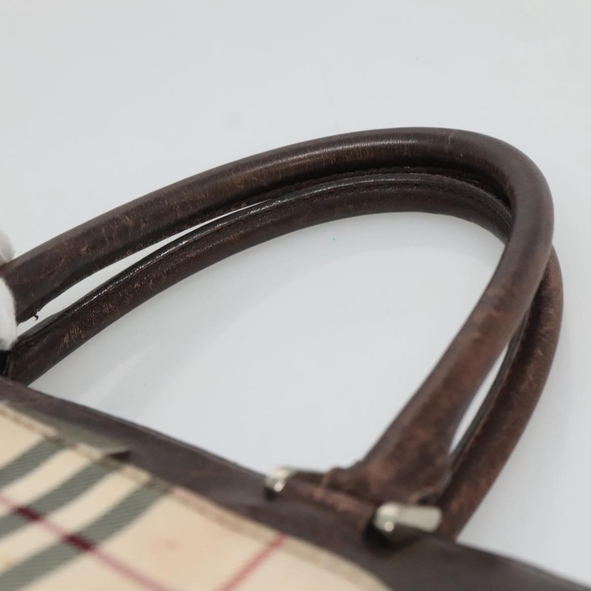 BURBERRY Nova Check Hand Bag Canvas Beige Auth EC510