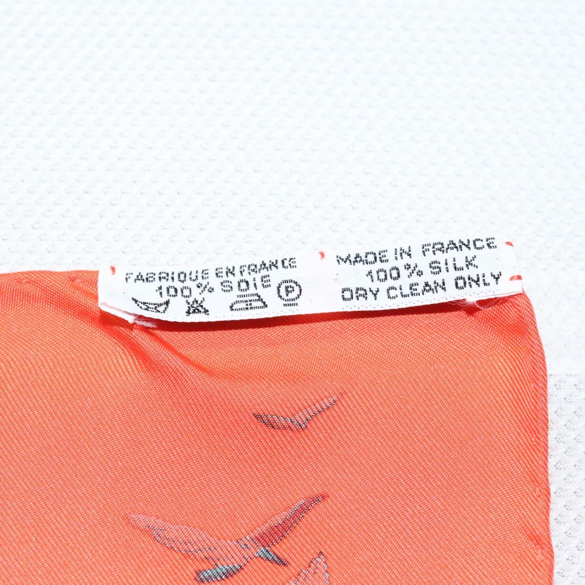 HERMES Carre 90 Scarf ""L'Atlantide"" Silk Orange Auth EC513