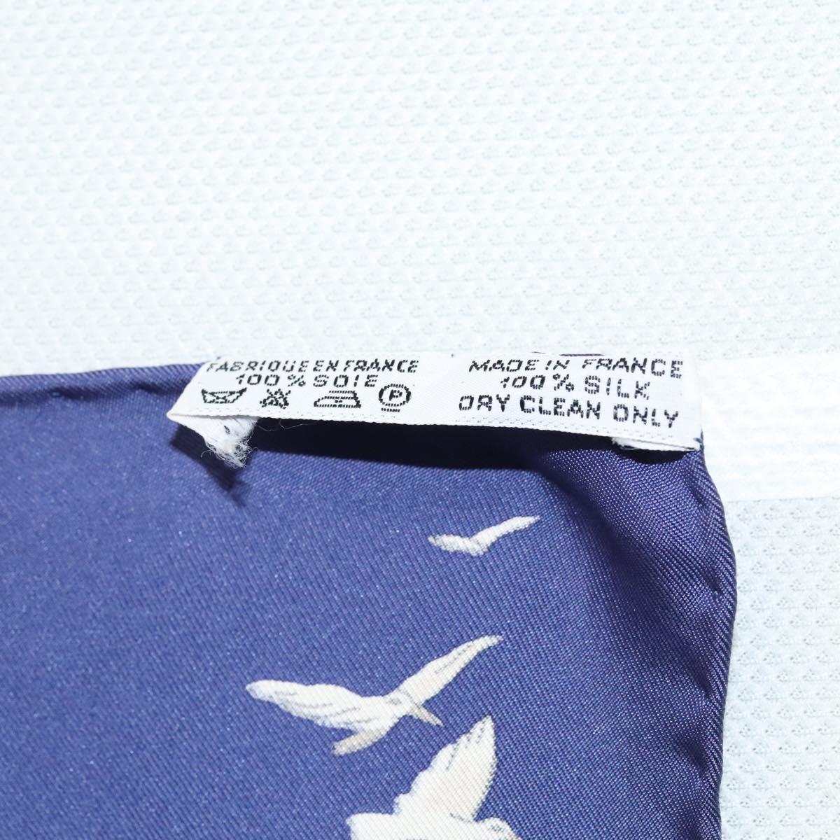 HERMES Carre 90 Scarf ""L'Atlantide"" Silk Blue Auth EC514