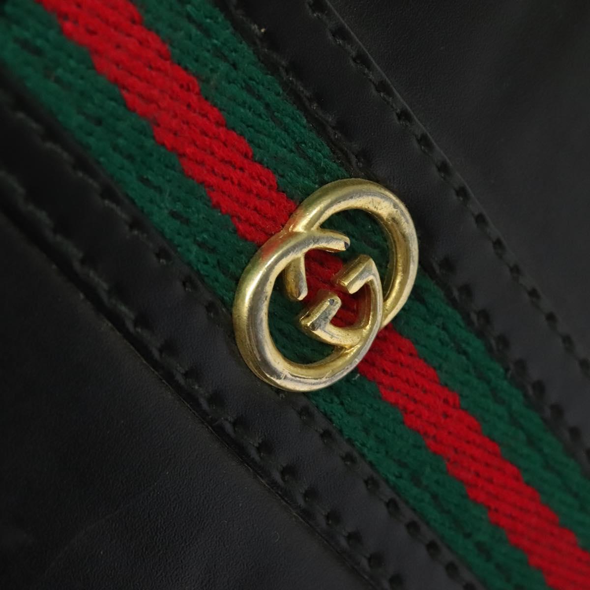 GUCCI Web Sherry Line Attache case Hand Bag Leather Red Black Green Auth EC515
