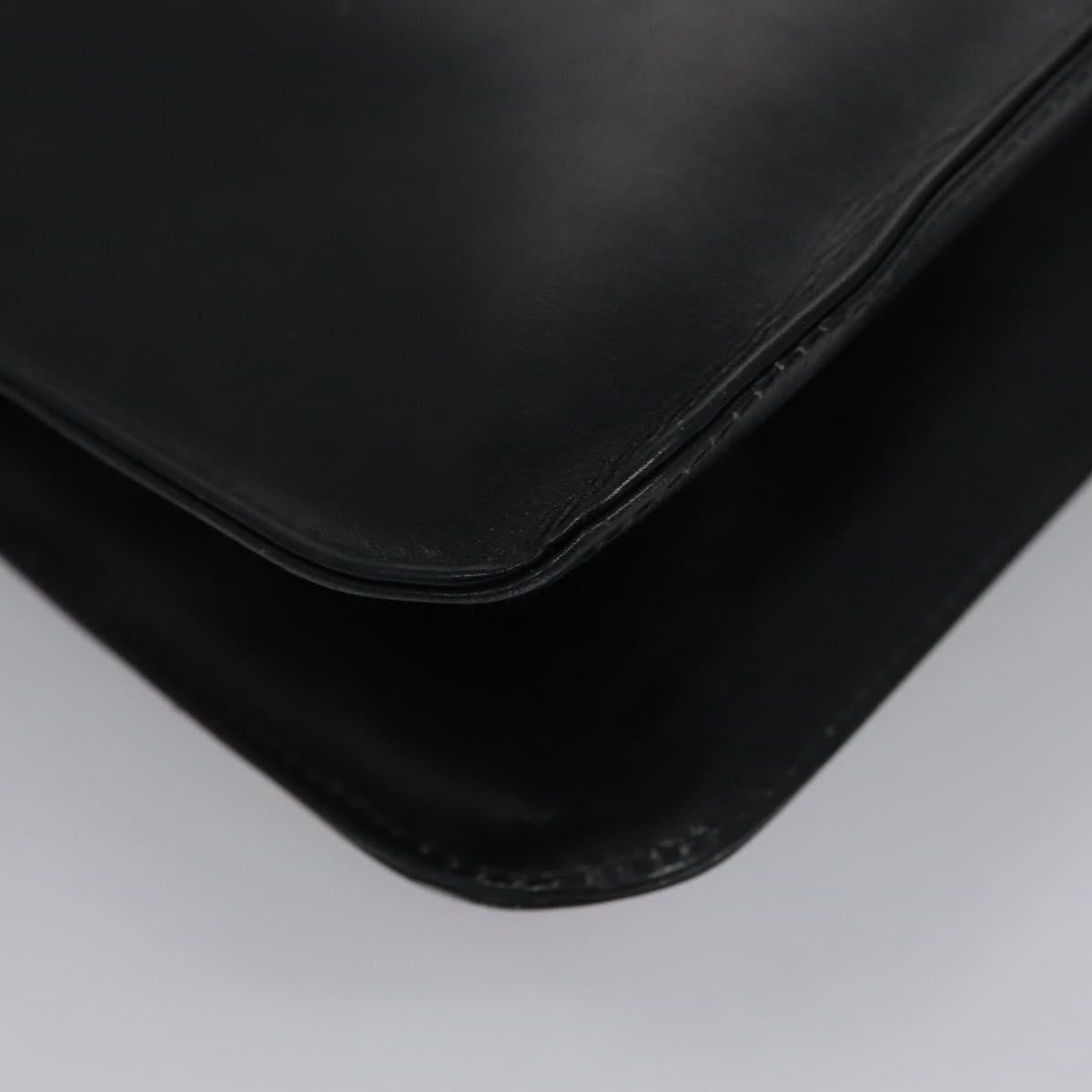 CELINE Shoulder Bag Leather Black Gold Auth EC517