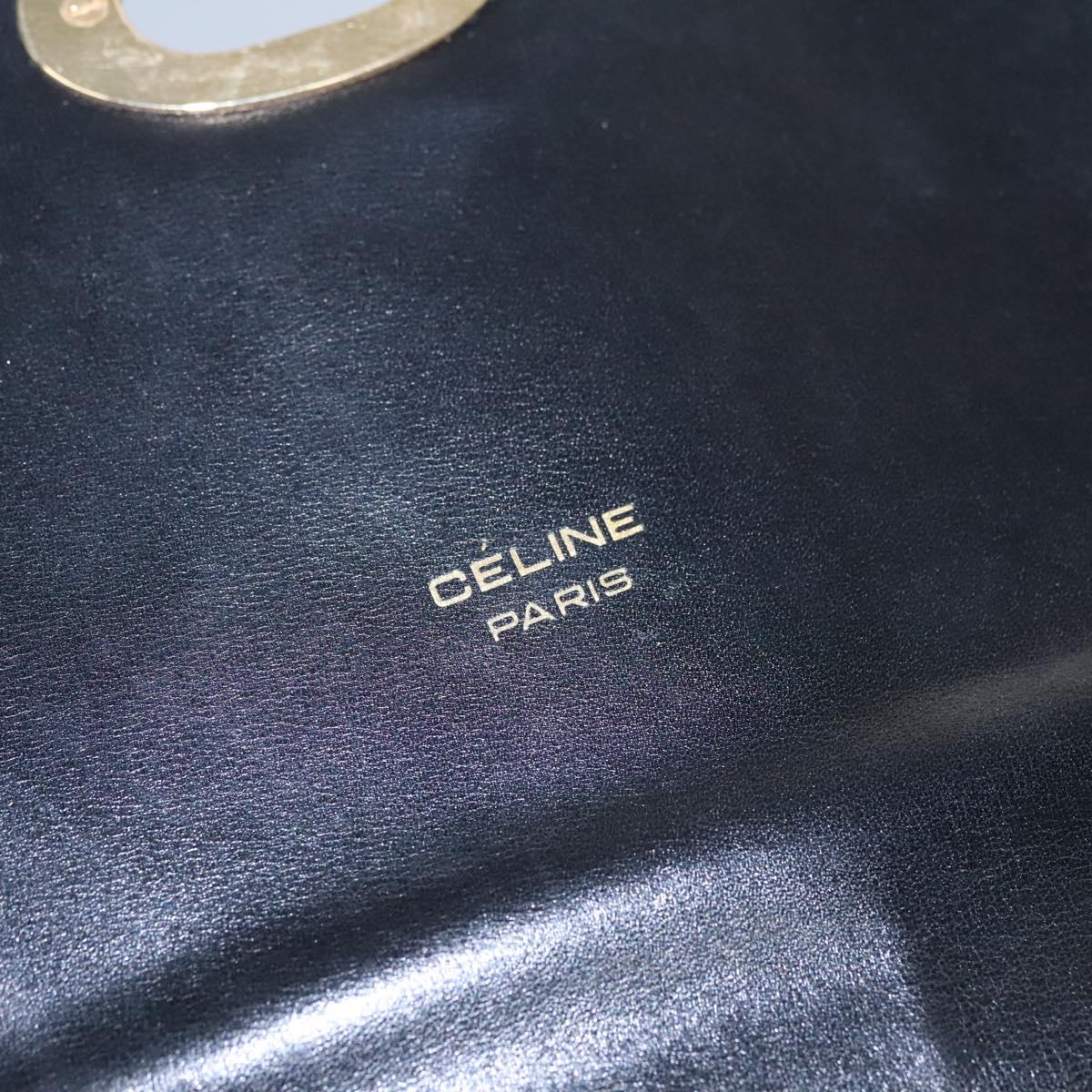 CELINE Shoulder Bag Leather Black Gold Auth EC517
