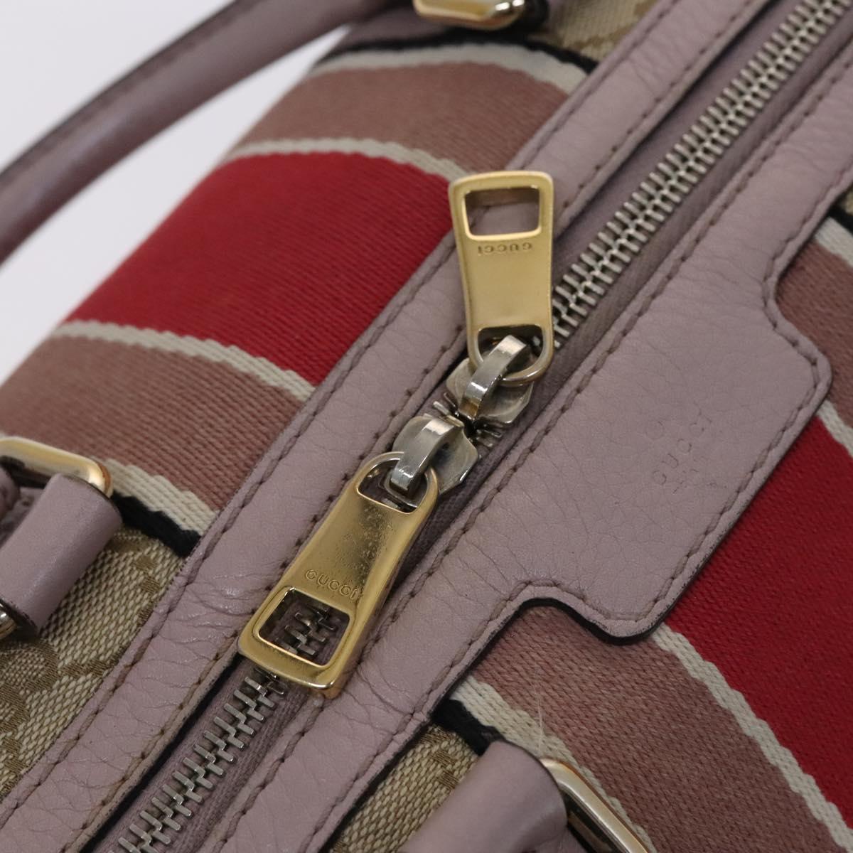 GUCCI GG Canvas Sherry Line Boston Bag 2way Beige Pink Red 269876 Auth EC526