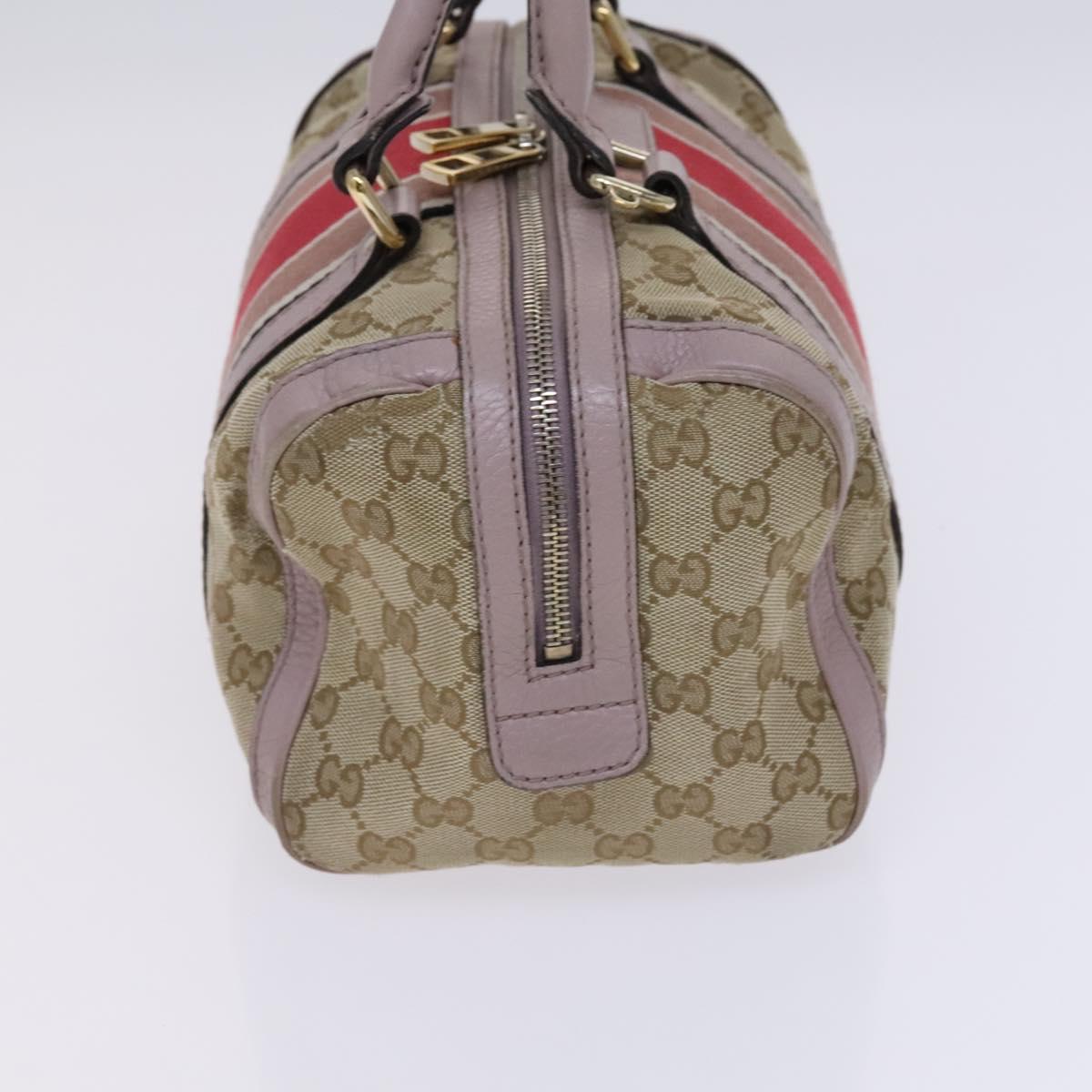 GUCCI GG Canvas Sherry Line Boston Bag 2way Beige Pink Red 269876 Auth EC526