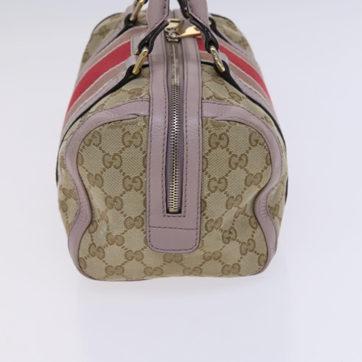 GUCCI GG Canvas Sherry Line Boston Bag 2way Beige Pink Red 269876 Auth EC526