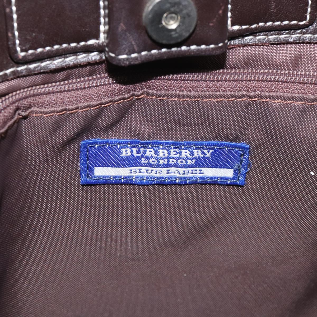 BURBERRY Nova Check Blue Label Hand Bag Canvas Leather Beige Auth EC545