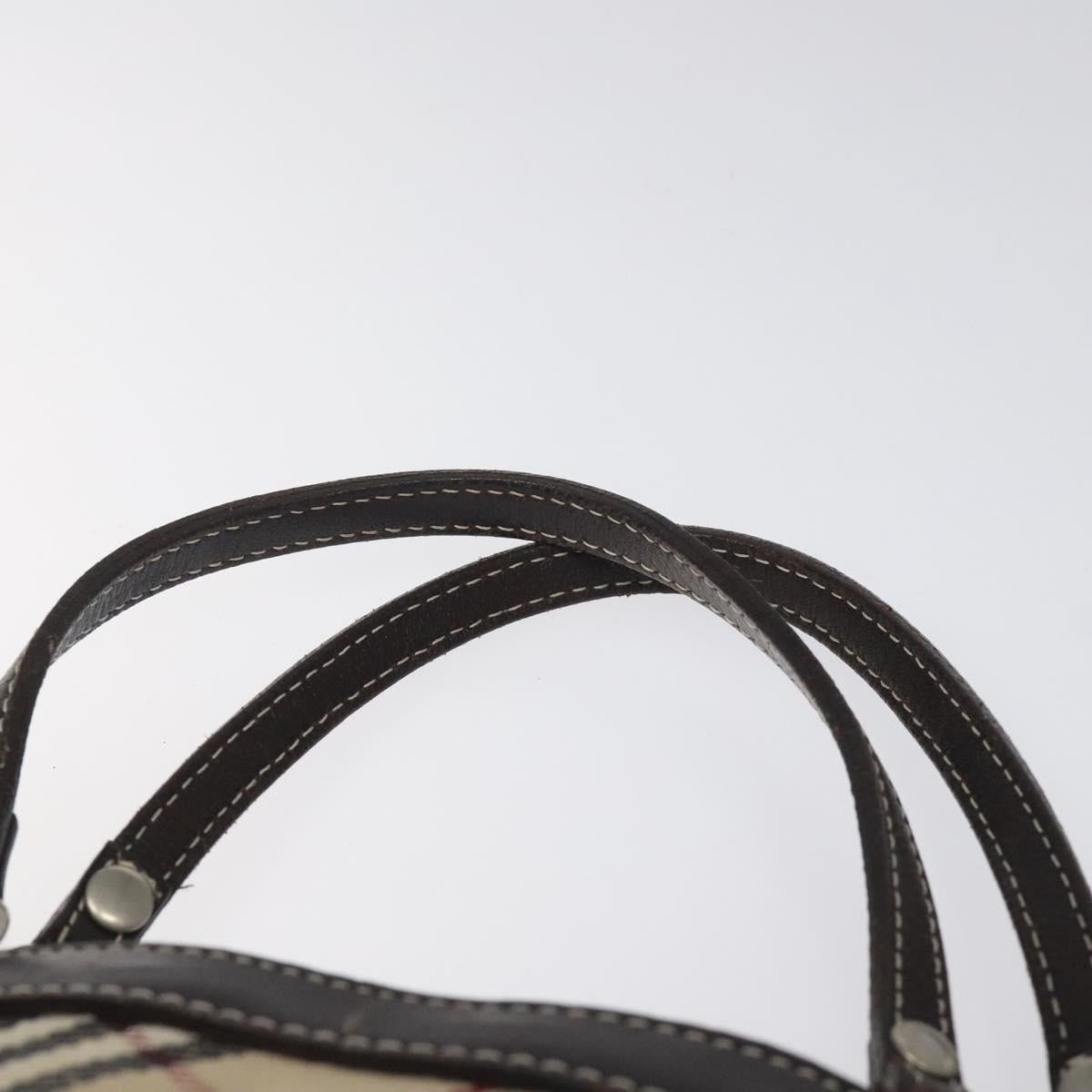 BURBERRY Nova Check Blue Label Hand Bag Canvas Leather Beige Auth EC545