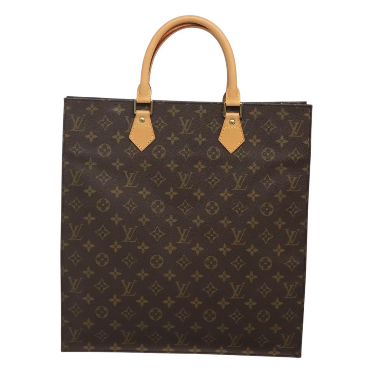 LOUIS VUITTON Monogram Sac Plat Hand Bag M51140 LV Auth EC550
