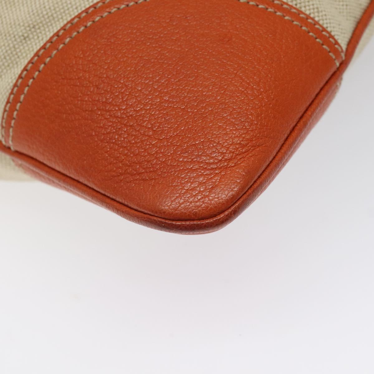 PRADA Hand Bag Canvas Beige Silver Auth EC559