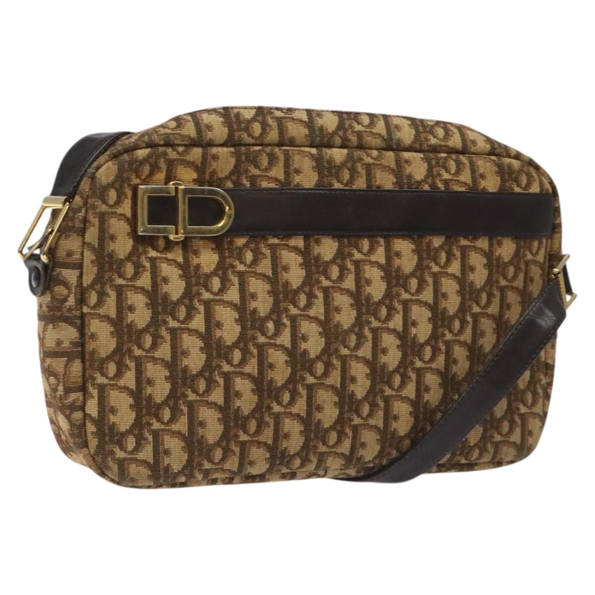 Christian Dior Trotter Canvas Shoulder Bag Brown Auth EC573