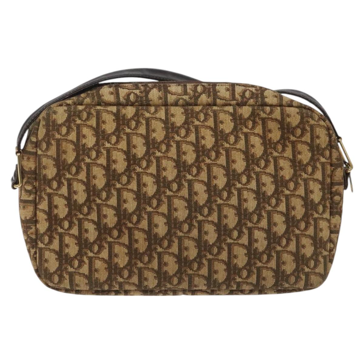 Christian Dior Trotter Canvas Shoulder Bag Brown Auth EC573