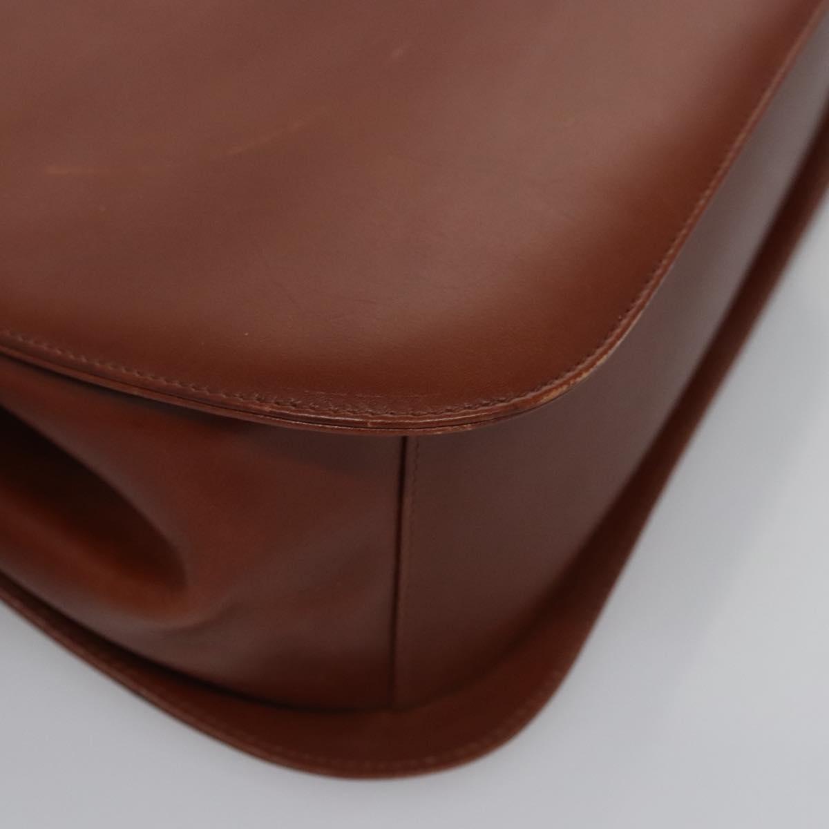 Salvatore Ferragamo Gancini Shoulder Bag Leather Brown Gold Auth EC575