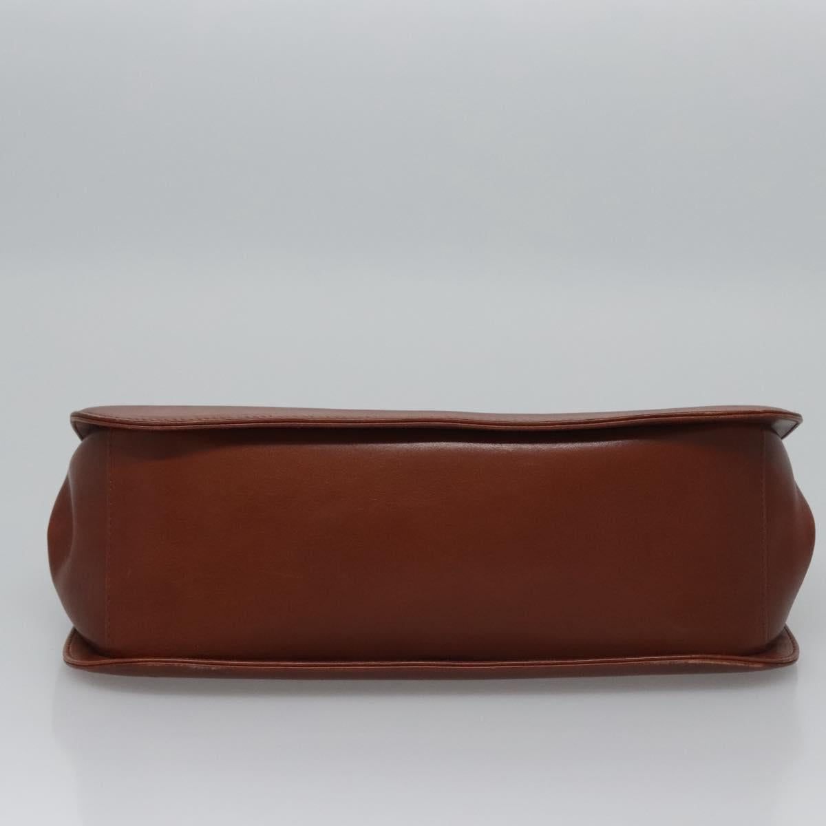 Salvatore Ferragamo Gancini Shoulder Bag Leather Brown Gold Auth EC575