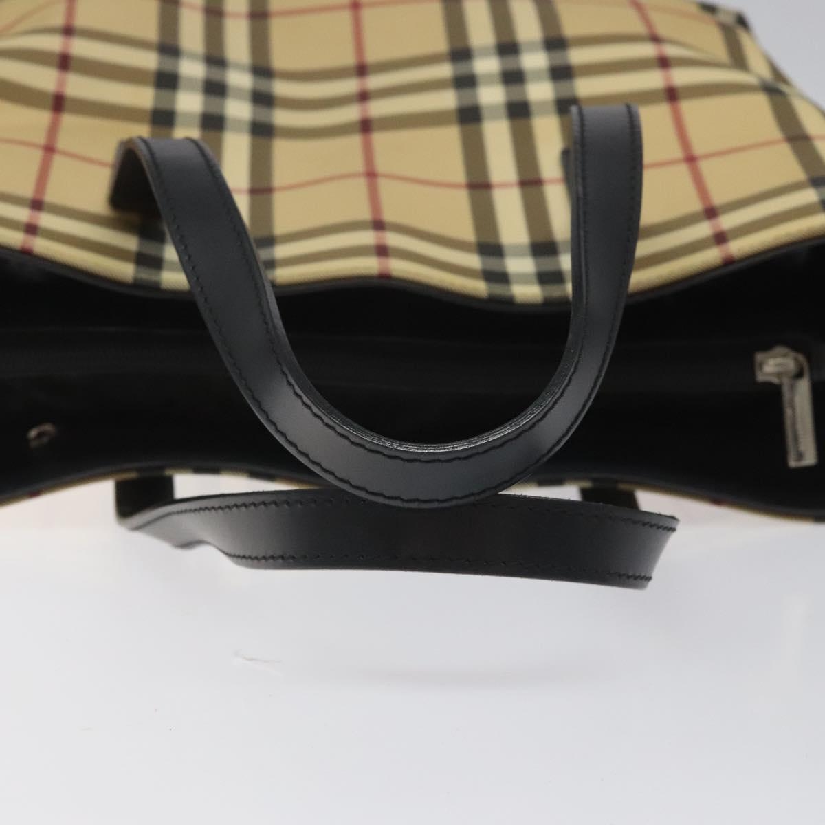 BURBERRY Nova Check Hand Bag PVC Beige Auth EC577